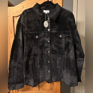 NWT washed black corduroy jean jacket